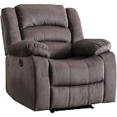 EBELLO Classic Power Recliner Chair, Oversized Electric Overstuffed Reclining Chair with Soft Cushion and Back, Sofa with Comfortable Armchair, Brown