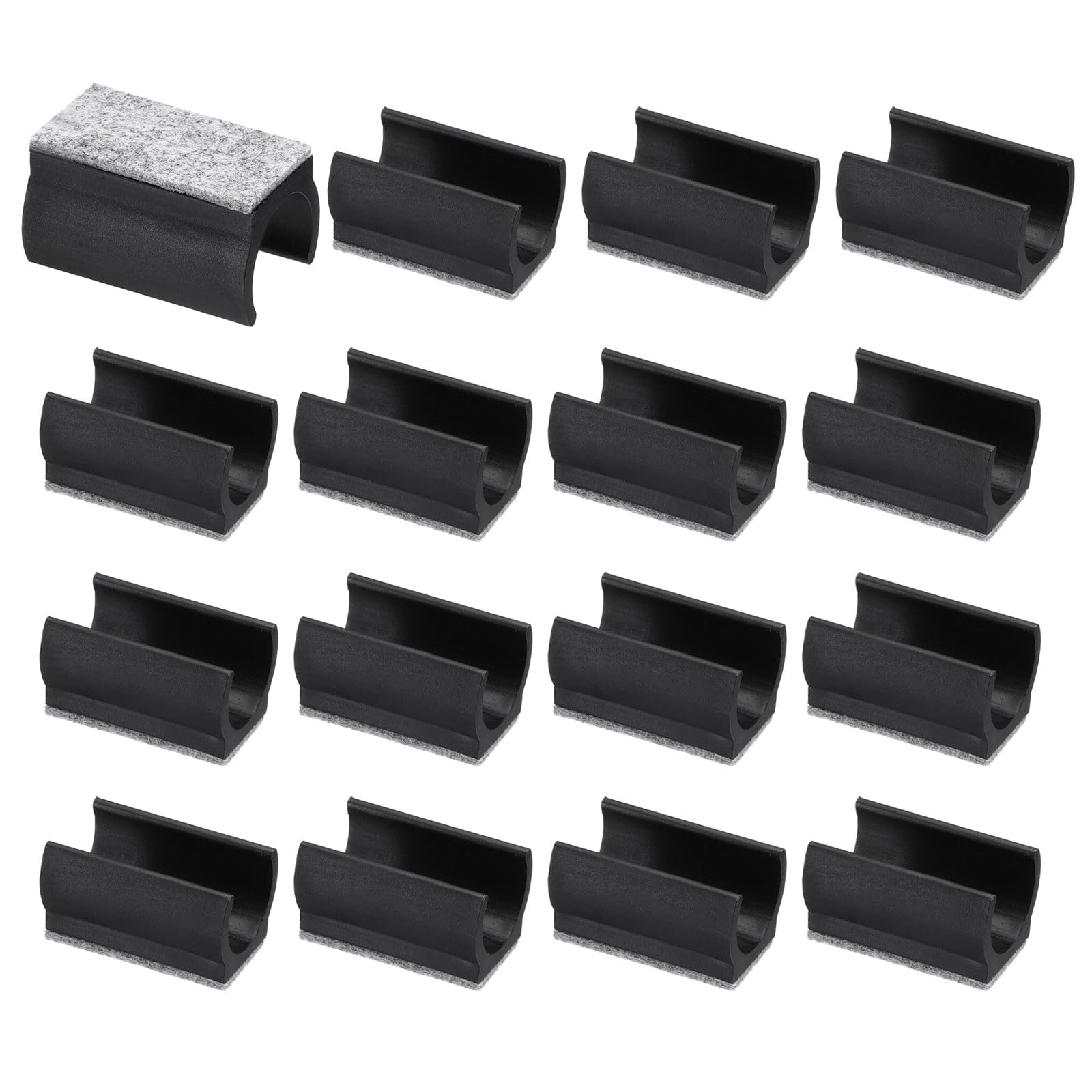 PATIKIL 22mm Rectangle Chair Leg Cover with Felt Pad, 16Pcs Slide Smoothly No Scratches No Noise Furniture Feet Hardwood Protectors Tips Floor Glides Tubing Caps for Office, Black Grey