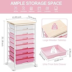 Rolling Cart with Drawers,Storage Cart with 8