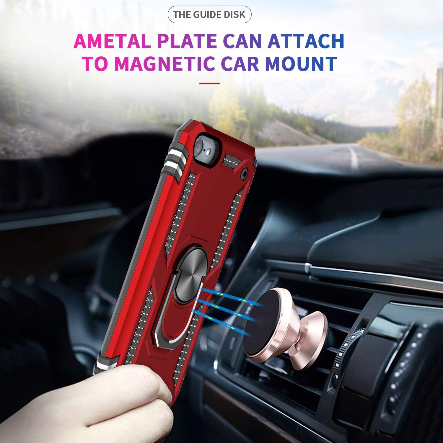 iPod Touch 7 Case, iPod Touch 6 Case, iPod Touch 5 Case with Tempered Glass Screen Protector [2 Pack],LeYi Military Grade Phone Case with Car Mount Kickstand for Apple iPod Touch 7th/6th/5th Gen Red