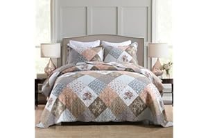 Secgo Quilt Set King Size (96x108 Inch) with 2 Pillow Shams, Lightweight Microfiber Bedding, Reversible Bedspread Coverlet Fi