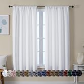Simplebrand Ava Pure White Curtains 63 Inch Length for Bedroom 2 Panels | Light Filtering, Short Curtain Drapes, Soft Touching, Rod Pocket, Privacy Window Treatment, Bedroom, Living Room, W40" x L63"