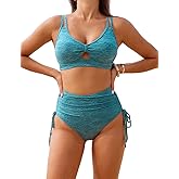 Hanna Nikole High Waisted Bikini Sets for Women, Tummy Control Swimsuits, Jacquard Modes Bathing Suit Bikini