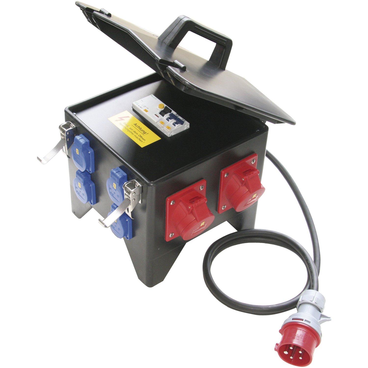 PC Electric 9474070 Mobile 5G2.5 Distributor Solid Rubber Tip Portable 4X250 V/2X400 V + FI, IP44