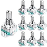 DIYhz EC11 Rotary Encoder 15mm Plum Shaft, DC5V with Push Switch, 360&deg; Endless Incremental Encoder for Audio DIY PCB Mount, 10Pcs