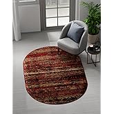 Unique Loom Saturn Collection Area Rug - Relay (4' 1" x 6' 1" Oval Burgundy/Cream)