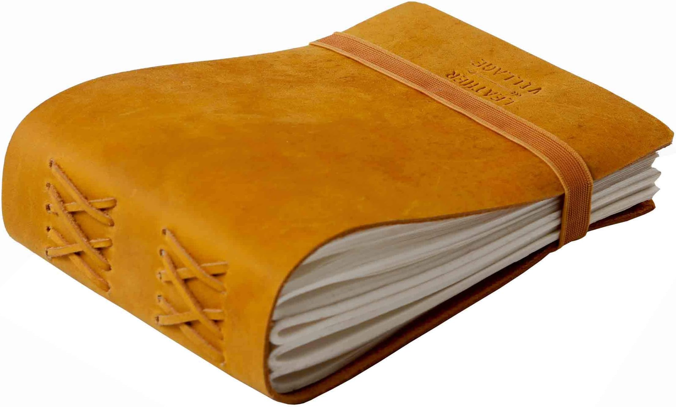 Leather village-large (a4) leather journal notebook to write in. Leather mixed media sketchbook for women girls kids boys for drawing, painting | sketchpad, watercolor paper, 11.5 x 8 inches,240 pages