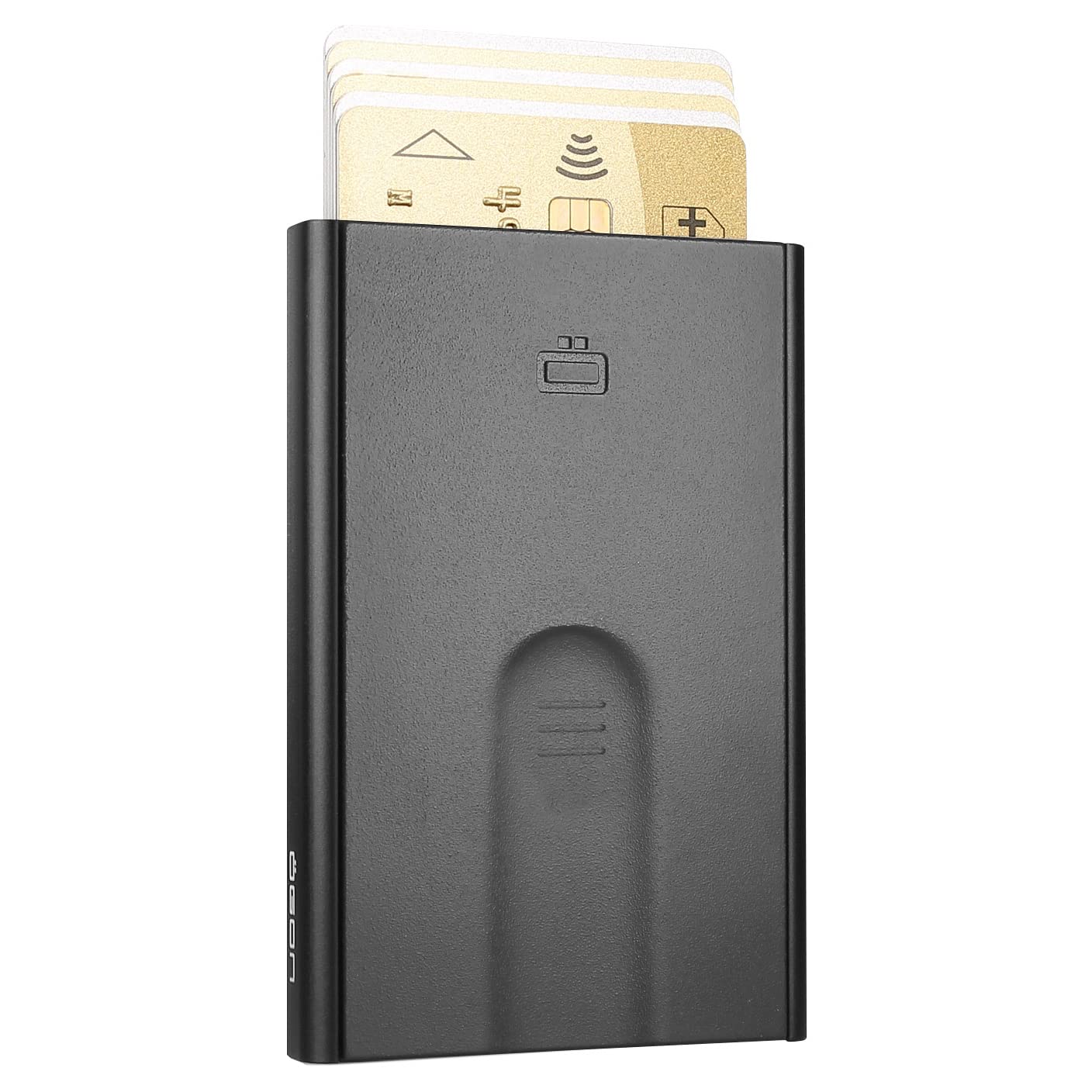 ÖGON Aluminium Card Holder Slider - RFID Blocking - The Original Minimalist Slim Automatic Wallet for Men and Women - Up to 6 Cards (Opium Black)
