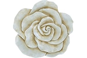 NAT AND JULES NAT & Jules Rose Flower Shaped Dimensional Indoor Outdoor 12 inch Cast Resin Decorative Garden Stepping Stone, Patio, Walkway Sculpture Yard Art, Stone Grey