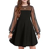 IFFEI Girls Dresses Puff Mesh Sleeves Short A-Line Dress for Party Wedding Guest