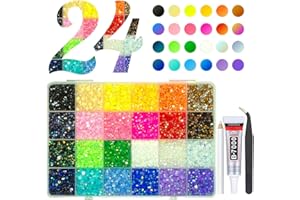 qiipii 20000PCS 24 Color Jelly Resin Rhinestones w B7000 Jewelry Glue 3mm 4mm Flatback Rainbow Stones Non-Hotfix Colorful AB Gems Diamonds Charms for Nails Eyes Face Makeup Beuaty Crafting Tumblers