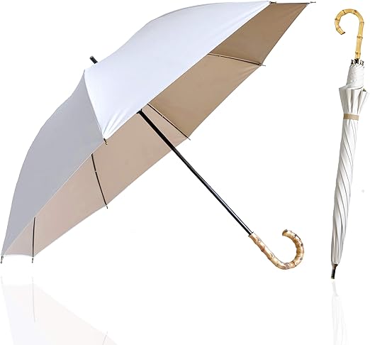 Amazon Co Jp 母の日のプレゼント 日傘 傘 レディース 長傘 一級遮光 ｕｖカット率100 かわいい 軽量 晴雨兼用 210t高密度 撥水加工 グラスファイバー 紫外線カット 可愛い 高級感 プレゼント ギフト ホワイト モカ色 服 ファッション小物