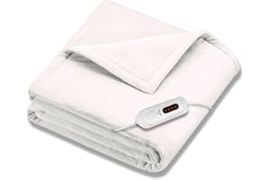 Beurer HD61 Super-Cozy Heated Blanket - Fast Heating Electric Blanket with 4 Heat Settings, Machine Washable Fabric, 4 hrs Auto Shut Off,Warm Heated Throw Blanket (50 x 60 inches)