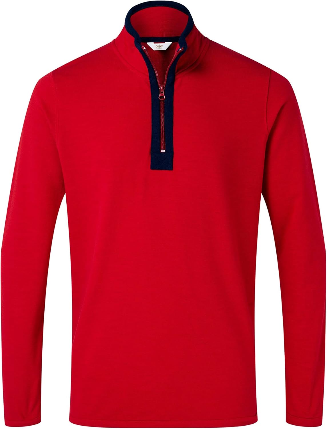 Cotton Traders Men's Long Sleeve Heavy Pique Half Zip Top Colour Chilli