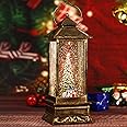Snow Globe Christmas Lantern Decorations, Musical Snow Globe Lantern with Swirling Glitter, Christmas Tree Lighted Christmas Decorations Indoor for Home
