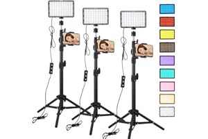 SWDPORT 3pack LED 9Color Filter Studio Streaming Lights Photography Video Lighting Kit Photo Lights for Video Recording Photography Camera Photo Game Stream YouTube TikTok Filming Computer Conference Shooting