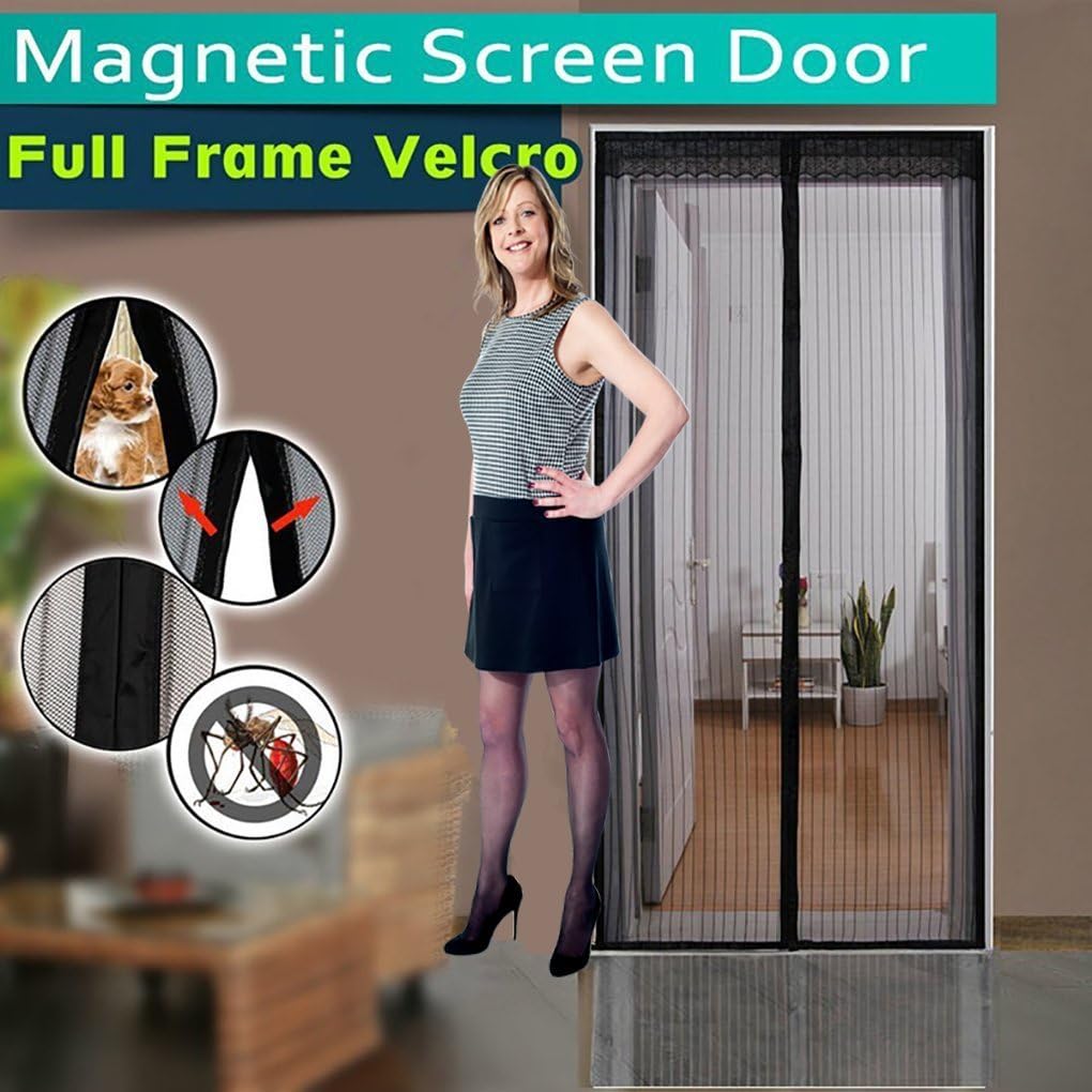 YTH Noiseless Magnetic Screen Door, Mesh Curtain - Mosquito Net Keeps Bugs Out, Lets Cool Breeze In - Premium Quality - Toddler And Pet Friendly - Fits Doors Up To 34-Inch-by-82-Inch MAX