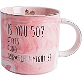 Funny 50th Birthday Gifts for Women - Turning 50 Year Old Birthday Bday Gift Ideas for Wife, Mom, Daughter, Sister, Aunt, Best Friends, Coworkers - Fabulous Pink Marble Mug, Ceramic 11.5oz Coffee Cup