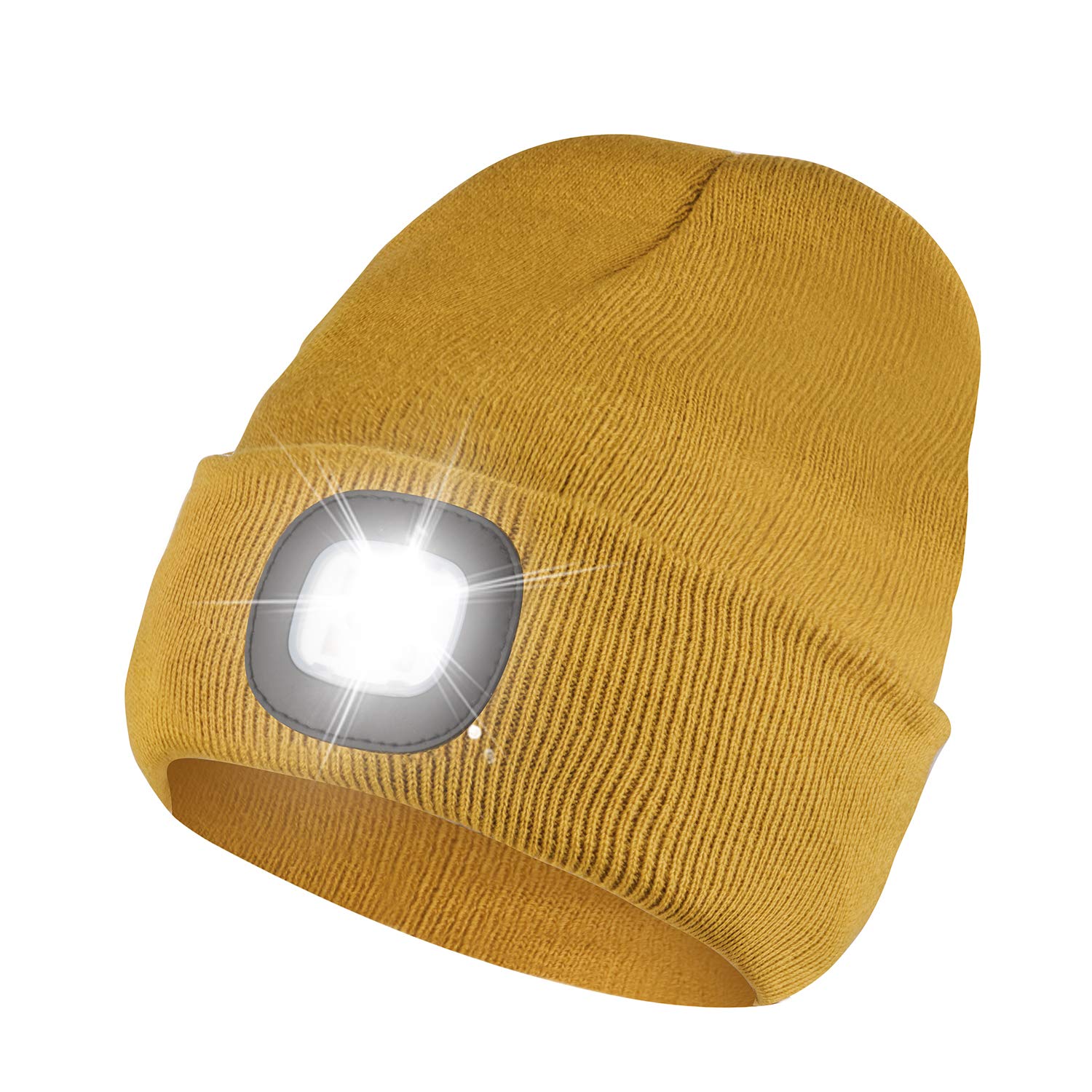 Unisex LED Lighted Beanie, Unisex USB Rechargeable Headlamp Hat, Cap with Light Hands Free Head Torch, Winter Warm Gifts for Men and Women