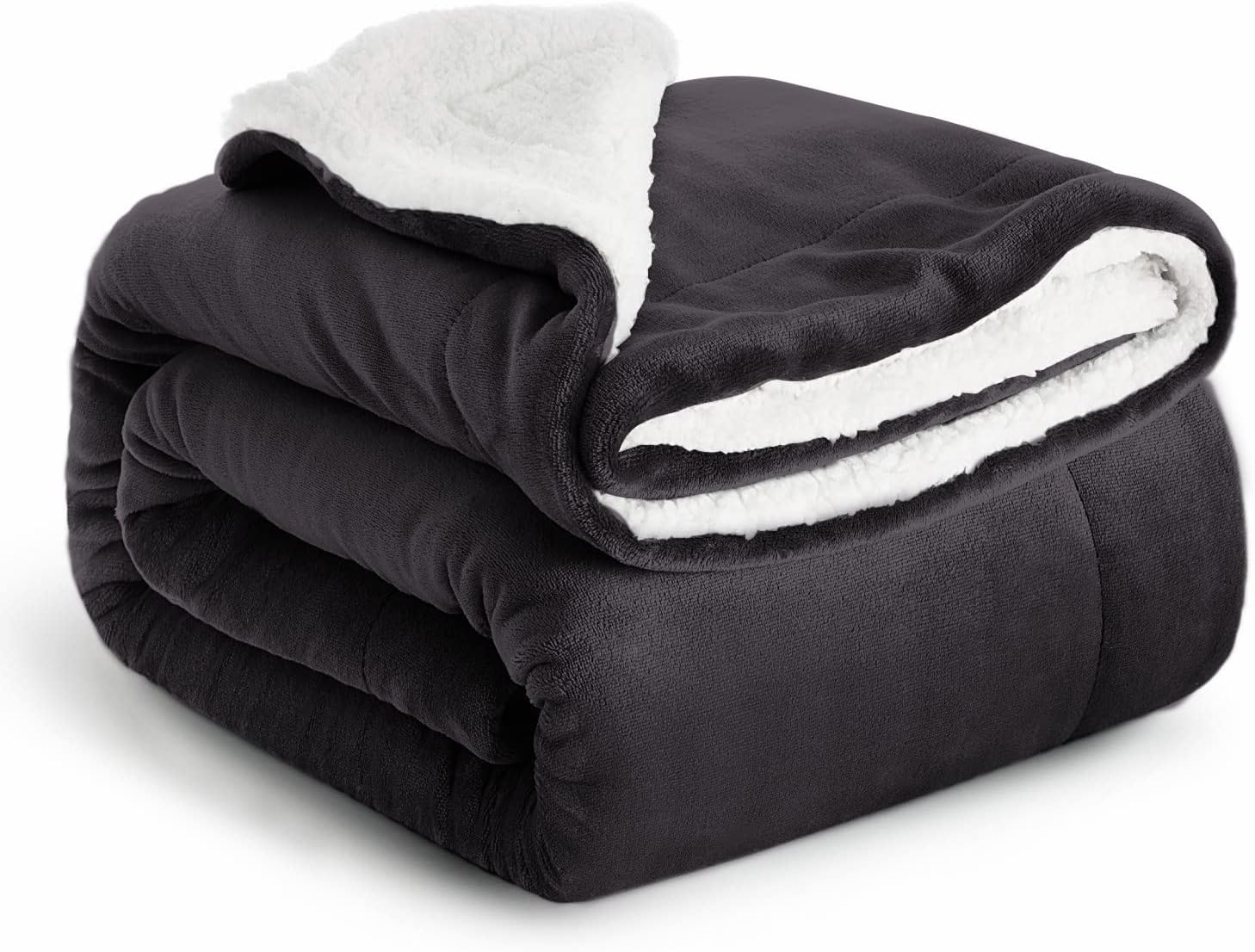 IR Imperial Rooms Sherpa Fleece Blanket Bed Throws Blankets For Sofas Soft Fluffy Thick Blanket Reversible Microfiber Throw (Black, Single/Throw (130 x 150 Cm)) — image 1