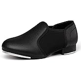 DWBH Unisex Tap Shoes PU Leather Slip On Dance Shoes for Girls and Boys (Toddler/Little Kid/Big Kid)