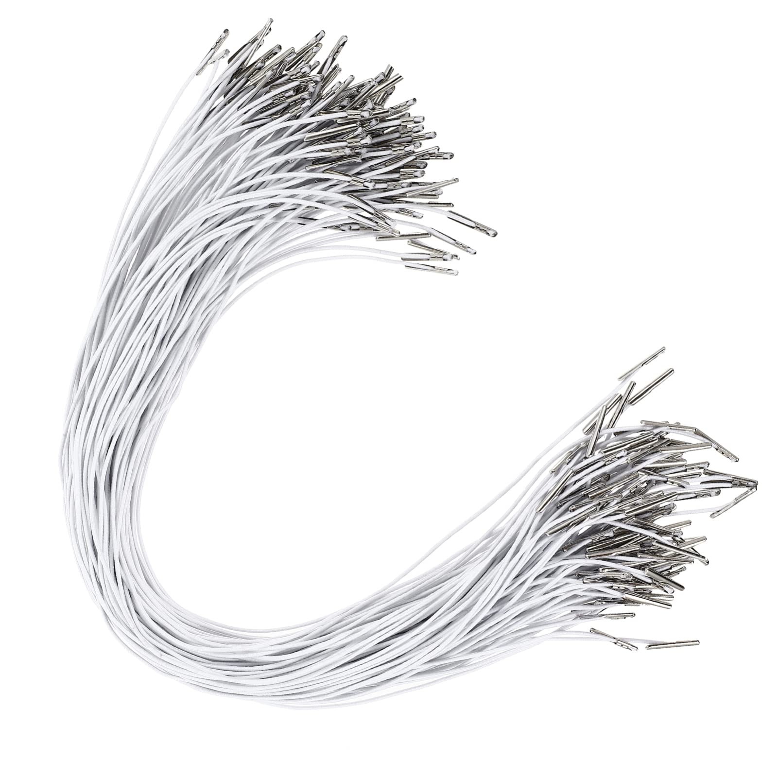 EXCEART 100pcs Elastic Barbed Cord Stretch Round Strings with Silver Dual Metal Barb Barbed Fasteners for Binding Hanging Hats Menus Badges