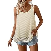 Falechay Womens Tank Tops Flowy Sleeveless Summer Boho Tank Top for Women Crewneck Casual Spaghetti Strap Lace Camisole Shirt