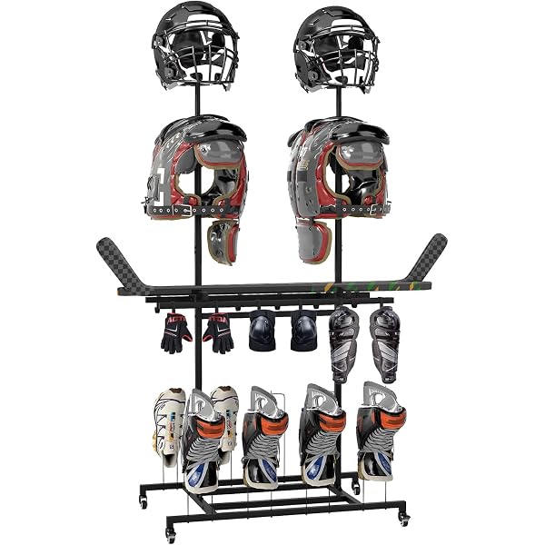 Hockey Gear Drying Rack - Large Equipment Organizer For Two Full Sets 61x32 Inches