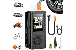 BLESTAN Tire Inflator Portable Air Compressor, 150PSI Cordless Air Pump For Car Tires, Bike Pump, Motorcycle, Balls with Digital Pressure Gauge, LED Light and Auto Shut-Off Function, Car Accessories, Black