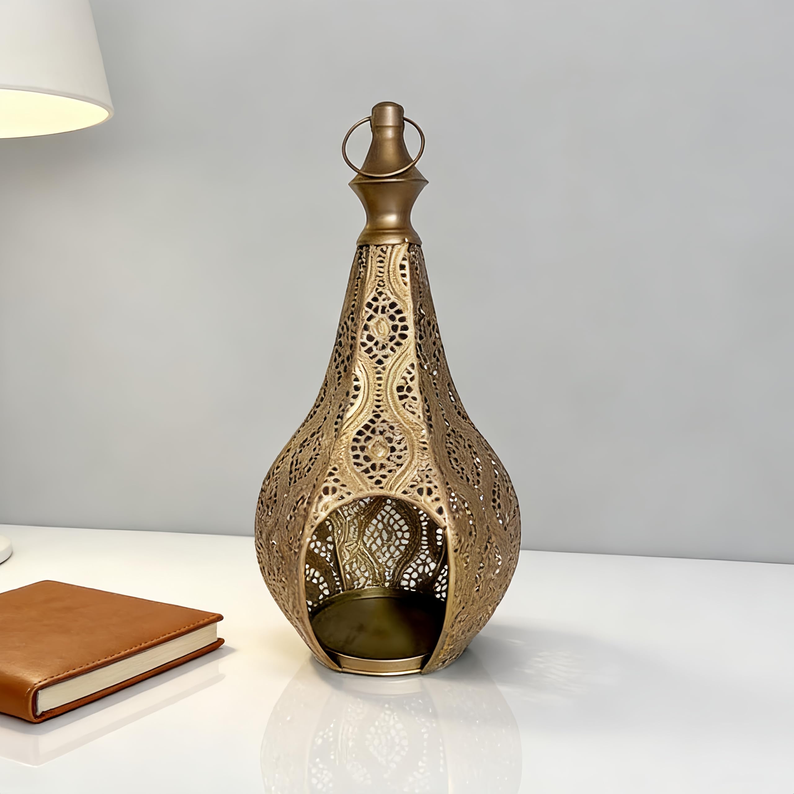 View 1 of 11.6inch Moroccan Lantern Lamp Decorative Candle Holders for Ramadan Decorations, Hanging, Outdoor Patio or Porch, Indoor Home Decor?Gold?