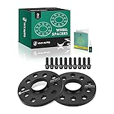 YHTAUTO 5x100/5x112mm Hub Centric Wheel Adapters 10mm Compatible with Audi, Volkswagen Models, A4, TT, Jetta, Passat, w/ M14X1.5 & 12.9 Grade Studs, 57.1mm Hub Bore 5 Lug 2PCS Black