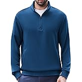 PINSPARK Mens Quarter Zip Pullover Long Sleeve Mock Neck Sweatshirts with Pockets Thermal Midweight Polo Shirt Relaxed Fit