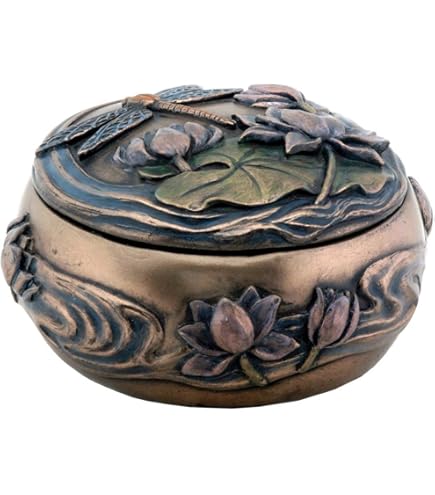Joyero Vintage Redondo De Cristal Con Diseño De Libélulas Y Flores - España