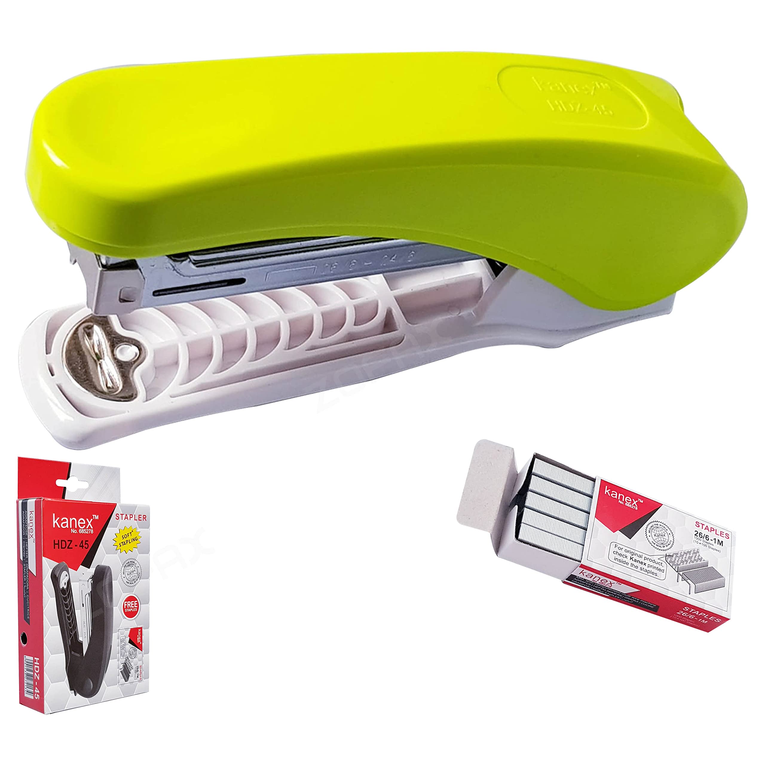 ZHDZ45 Stapler with Staple Remover, Lime Body + 1000 Staples, 30 Sheets Stapling, Reload Indicator, 24/6-26/6 Staples, iZOFAX