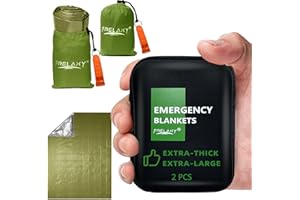 Frelaxy Emergency Blanket 2-Pack/4-Pack, Extra-Thick Extra-Large Space Blankets with Whistles, Storage Pouchs, and EVA case