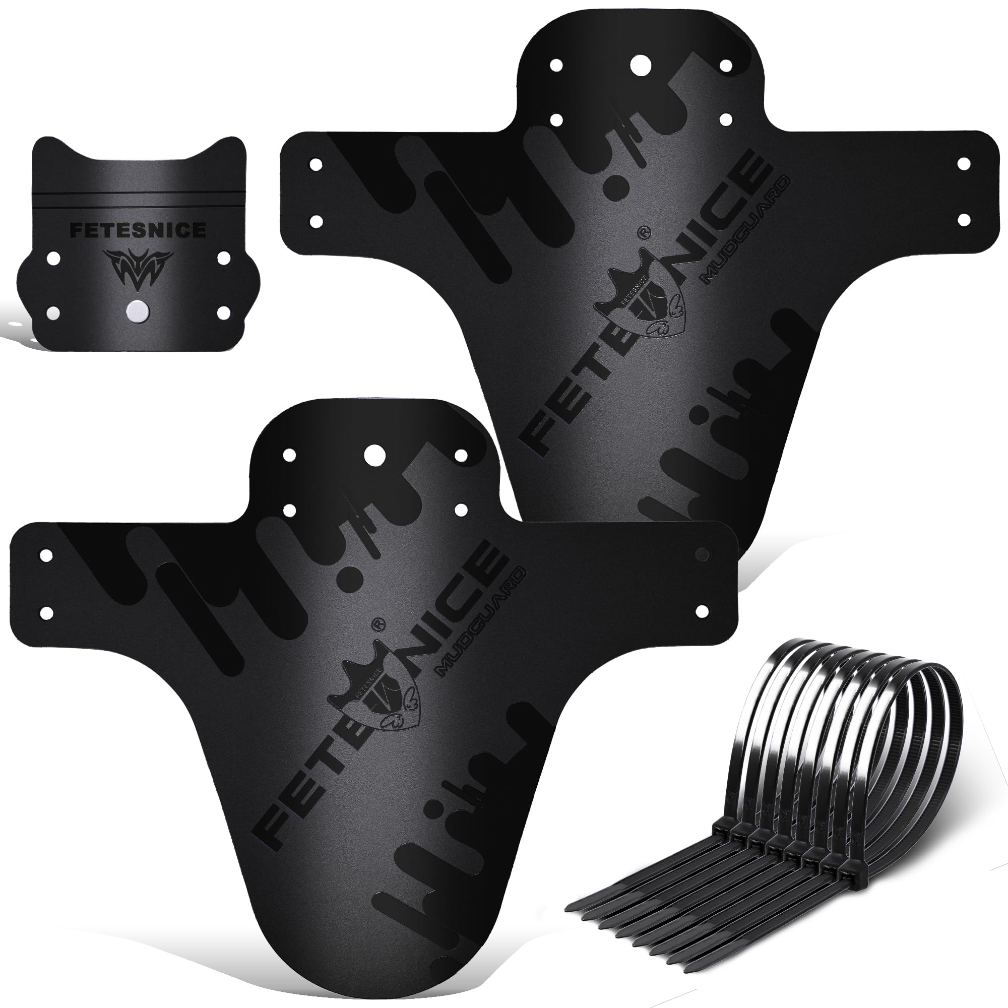 FETESNICE Mountain Bike Mudguard, 2Pcs MTB Mudguard Front and Rear Compatible,Fits 26", 27.5", 29", Plus Size and Fat Bike Wheel Sizes (Polish Black)