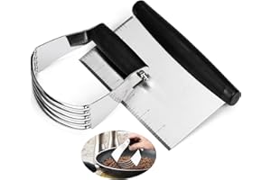 2 Pack Dough Scraper Stainless Steel Bench Scraper Dough Blender Pastry Cutter, Dishwasher Safe with Measured Scale, Cut Doug