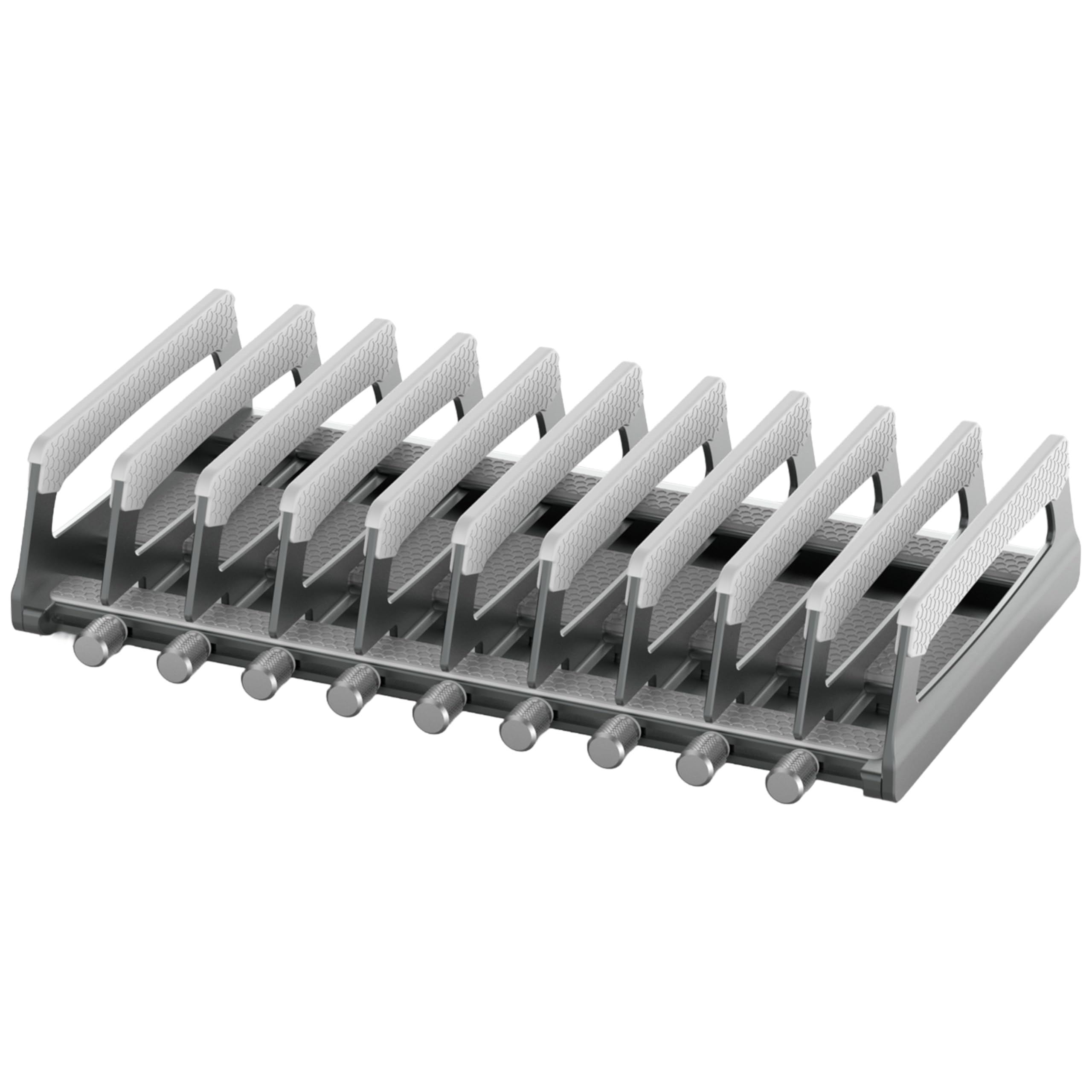 Photo 1 of Elestoria 10-Slot Vertical Laptop Stand & Holder – Adjustable Aluminum Laptop Stand Vertical for Desk Fits 10 Devices, MacBook & Gaming Laptops (Up to 17.3”) – Space Saving Laptop Storage Rack - Grey