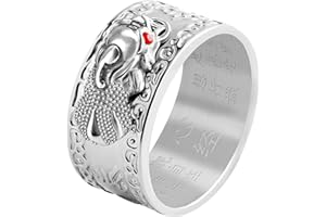 HJ HUAJ Feng Shui PiXiu Mantra Ring - Lucky Wealth Jewelry