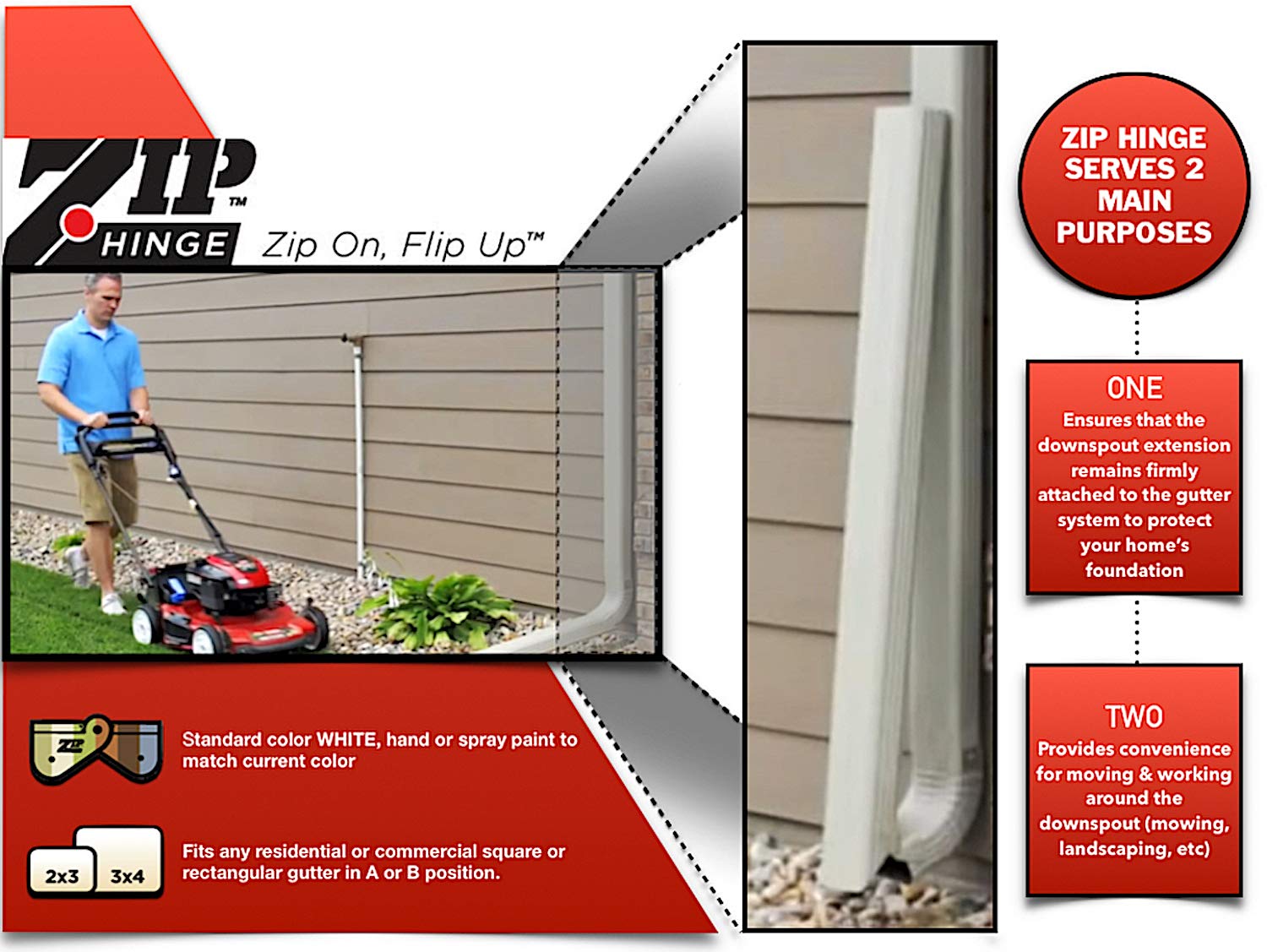 Zip Hinge 2, 3, 4 Multi Pack Sets Downspout Extension Gutter Hinge