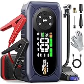 YaberAuto 9-in-1 Jump Starter with Air Compressor 4500A 150PSI Car Battery Jump Starter (9L Gas/8L Diesel), 12V Jump Box Car Battery Jumper Starter Portable Jumper Cables, 400V Insulated Gloves, Light