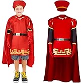 AiMiAO Kids Lord Farquaad Costumes Halloween King Hat Red Cape Tops Set Cosplay Costume Outfits for Boys Girls