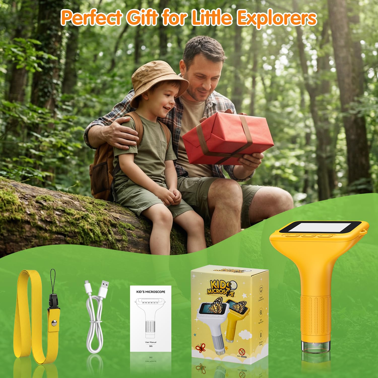 Eyoushow Mikroskop für Kinder, 1080P HD 3.0" IPS Bildschirm Taschenmikroskop, mit 8 LED Licht, 1000X Vergrößert, Digital Microscope Wissenschaft Bildung Spaß Geburtstagsgeschenke 3-12 Jahre Kinder 7