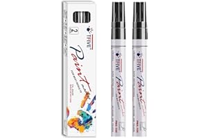 TFIVE Black Permanent Paint Marker Pens - 2 Count Oil Based Marker Pen, Medium Tip, Waterproof & Quick Dry, for Office, Art projects, Rock Painting, Ceramic, Glass, Wood, Plastic, Metal, Canvas