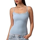 Starrylion Padded Lace Cami Top Double Lined Sexy Tank Top Spaghetti Strap Club Party Shirt