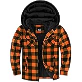 ZITY Boys Flannel Shirt Jacket Fleece Sherpa Lined Plaid Jackets Unisex Coat Full Zip Hoodie Girls Winter Outwear 6-15 Years