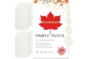 Jocanova Hydrocolloid Patches for Face, 369 Count Blemish Patch, 5 Sizes (8/10/12/14/16mm) – Cute Spot Stickers for Precise F