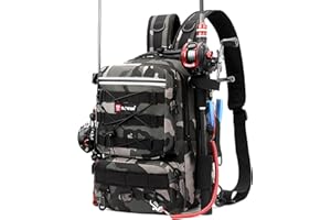 Fishing Backpack with Rod Holder, Fishing Tackle Storage Bags Fishing Tackle Box Backpack Fishing Tackle Bag (Grey Camo)