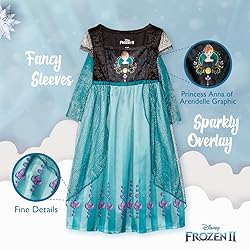 Disney Girls' Frozen 2 Fantasy Gown Nightgown, ANNA