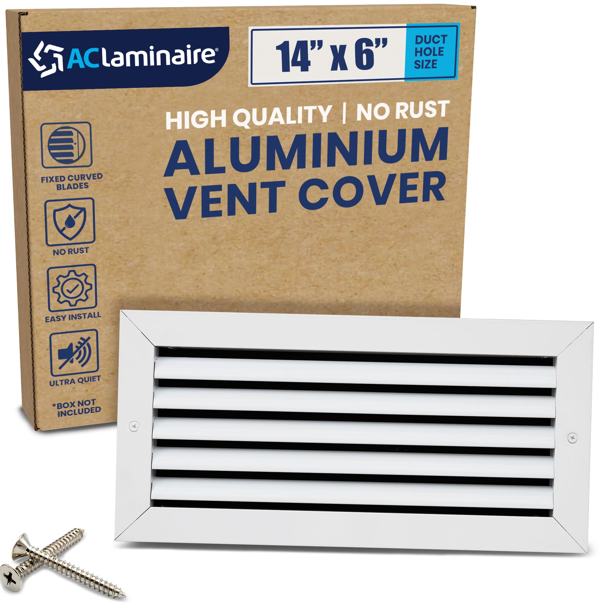 Photo 1 of 14x6 Inch (Duct Opening) Air Return Vent Cover Decorative – Premium Aluminum AC Vent Cover for Ceiling & Wall, Rustproof Grille, Ideal for Home HVAC Grille, Durable & Easy to Install by ACLAMINAIRE